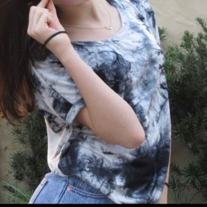 tye dye marble black and white tie t-shirt